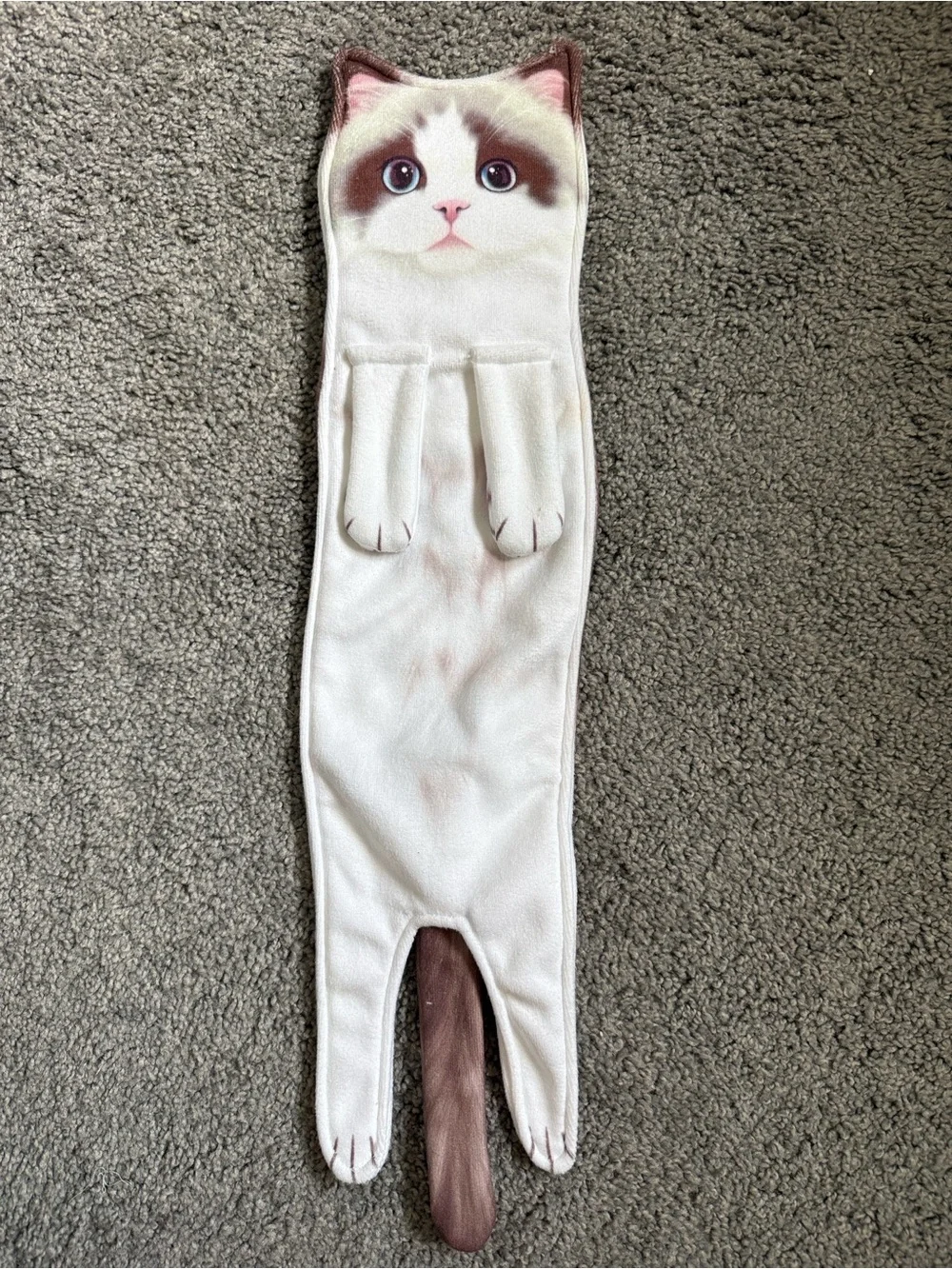 ✅ Cat funny hand towel - White and Brown